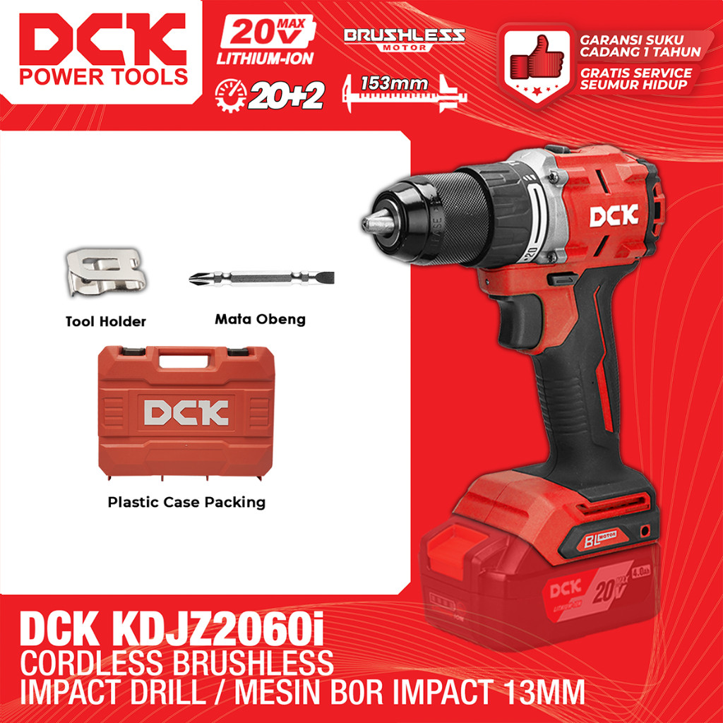 DCK KDJZ2060i Cordless Brushless Impact Drill / Mesin Bor Impact Baterai 13mm