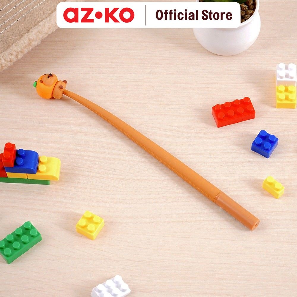 AZKO Ataru Pulpen Silikon Capybara Hitam - Cokelat Pena Ballpoint Pen Bolpoin Alat Tulis Lucu