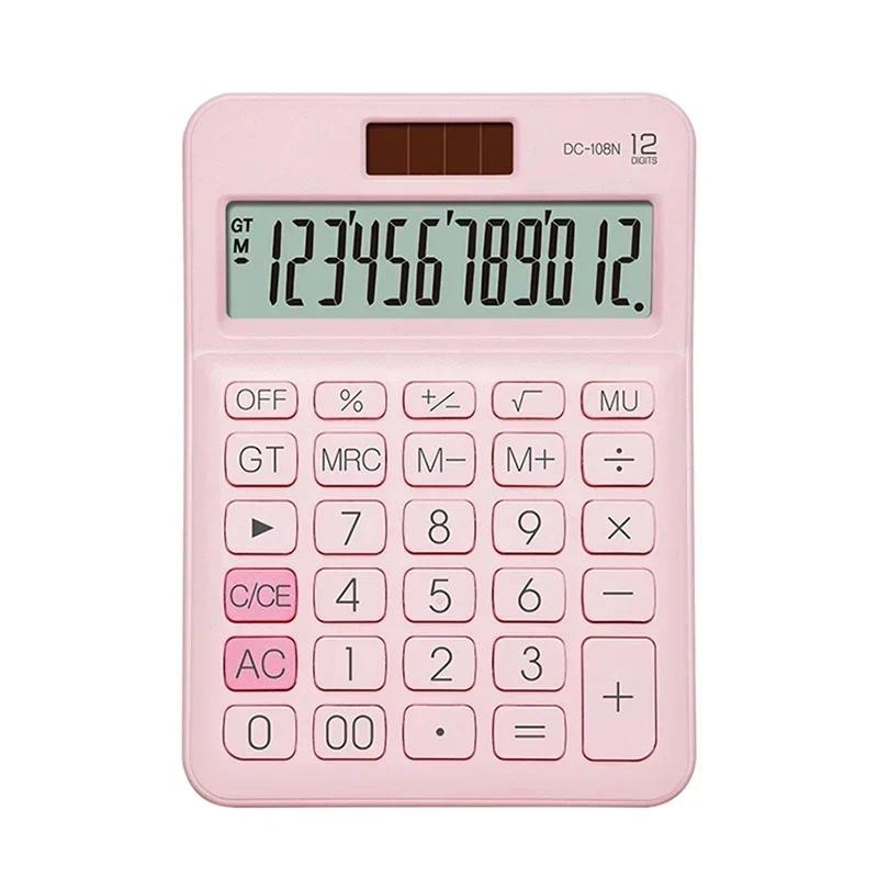 

12 Digit Desk Solar Calculator Large Buttons Financial Business Accounting Tool for Office School Student Portable Calculator