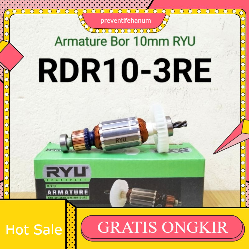 ARMATURE MESIN BOR 10mm / ARMATURE BOR RYU ORIGINAL / ANGKER BOR 10mm / SPAREPART