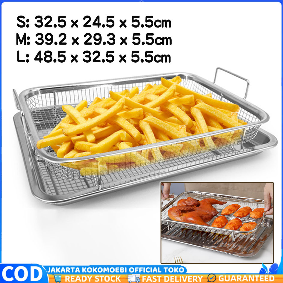 Saringan Nampan Stainless Set / Nampan Peniris Minyak Serbaguna / Gorengan Stainless Steel Nampan Pe