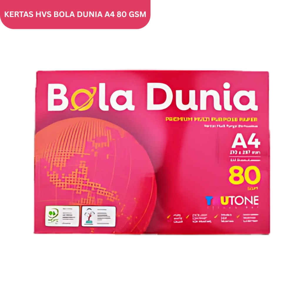 

Kertas HVS Bola Dunia A4 80 GSM Polos Multifungsi Kertas Fotokopi 500 Lembar - RIM - SHAGB