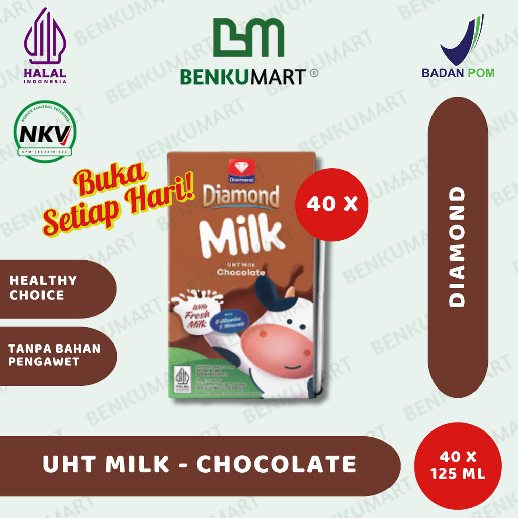 

[KARTON] Diamond UHT Milk Chocolate (40 x 125 ml) | Susu UHT Kecil Cokelat 125 ML - KARTON