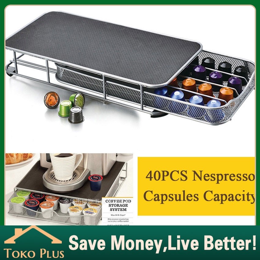 40Pcs Tempat Kapsul Kopi Behan Besi Coffee Capsules Drawer Rak Holder Kotak Nescafe Base Pembuat Kop