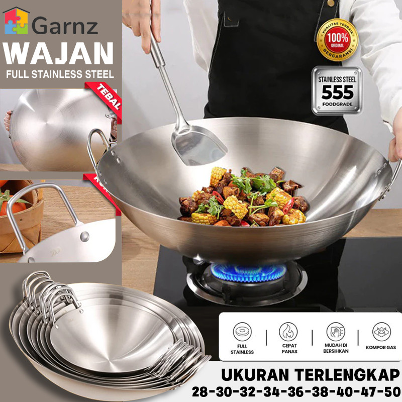 

Wajan Stainless 555 Tebal Kuali Premium dengan Pegangan Stainless Steel Kuali Besar Katel Anti Lengket