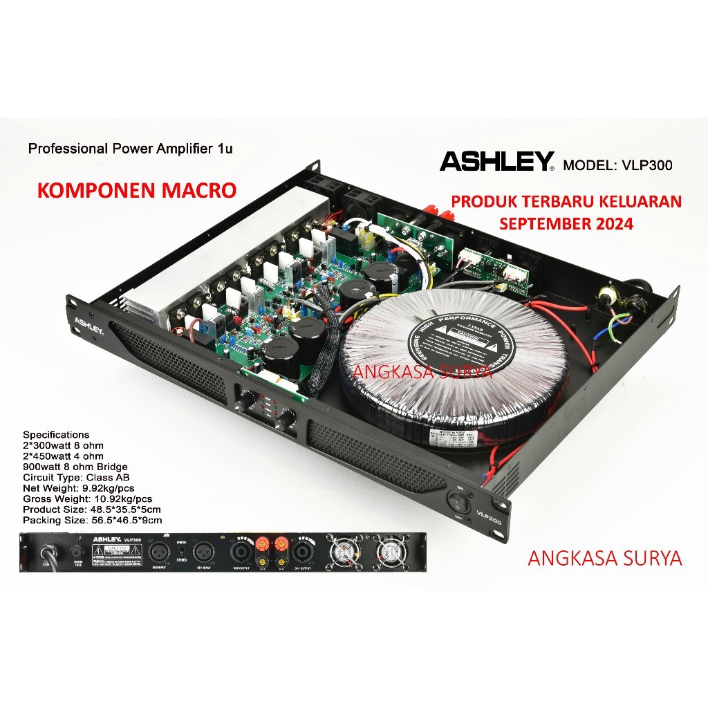 Power Ashley VLP300 ORIGINAL Komponen Macro/Amplifier Ampli Ashley VLP 300 Komponen Makro Class AB 2