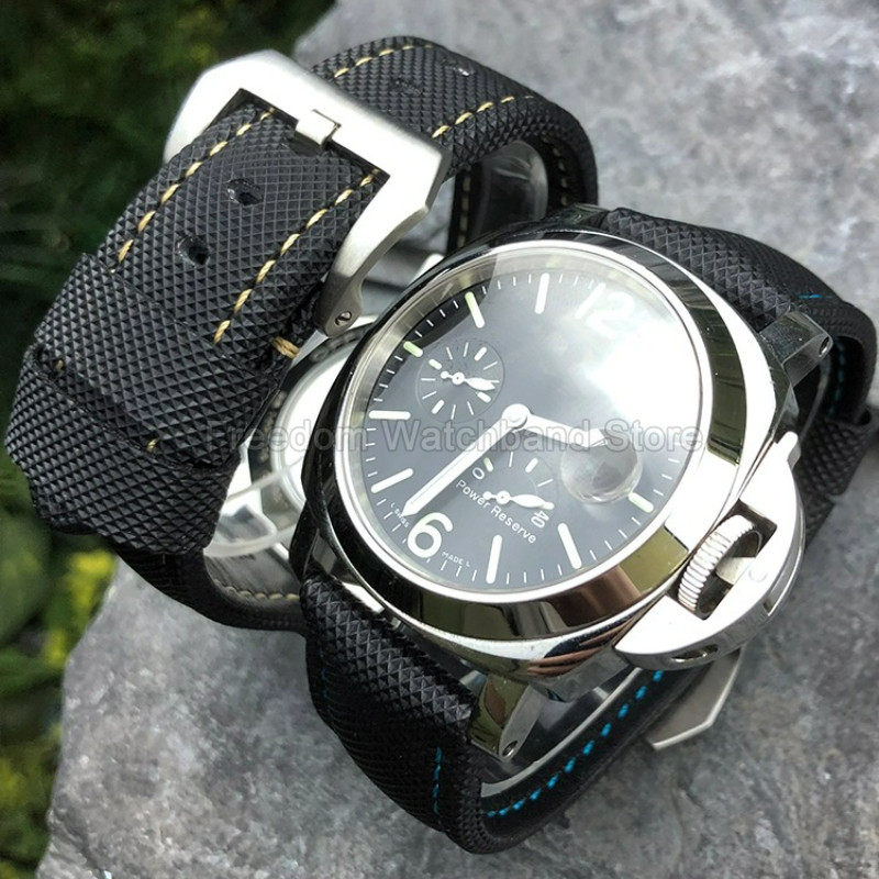 Scratch-Resistant Sweatproof Carbon Fiber Pattern Cowhide Watch Strap 22 24 26mm for Panerai Luminor