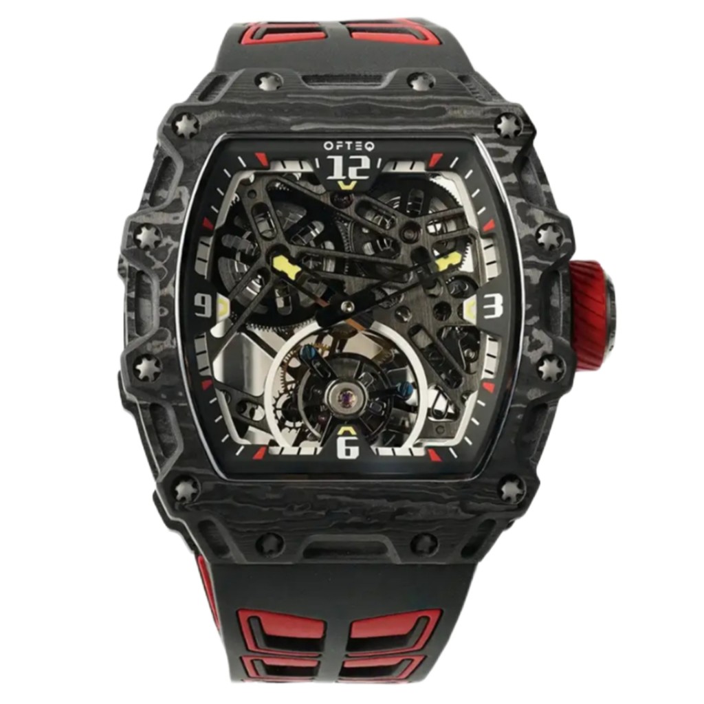 Ofteq FQ 1 Red Tourbillon Hades Carbon Watch / Jam Tangan Branded Original