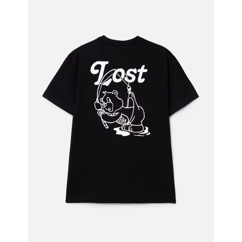 Mode Cetak LMC Fishing Bear Street Trend Pakaian Pola Cetak Musim Panas Merek Mewah Kaos Pria dan Wa