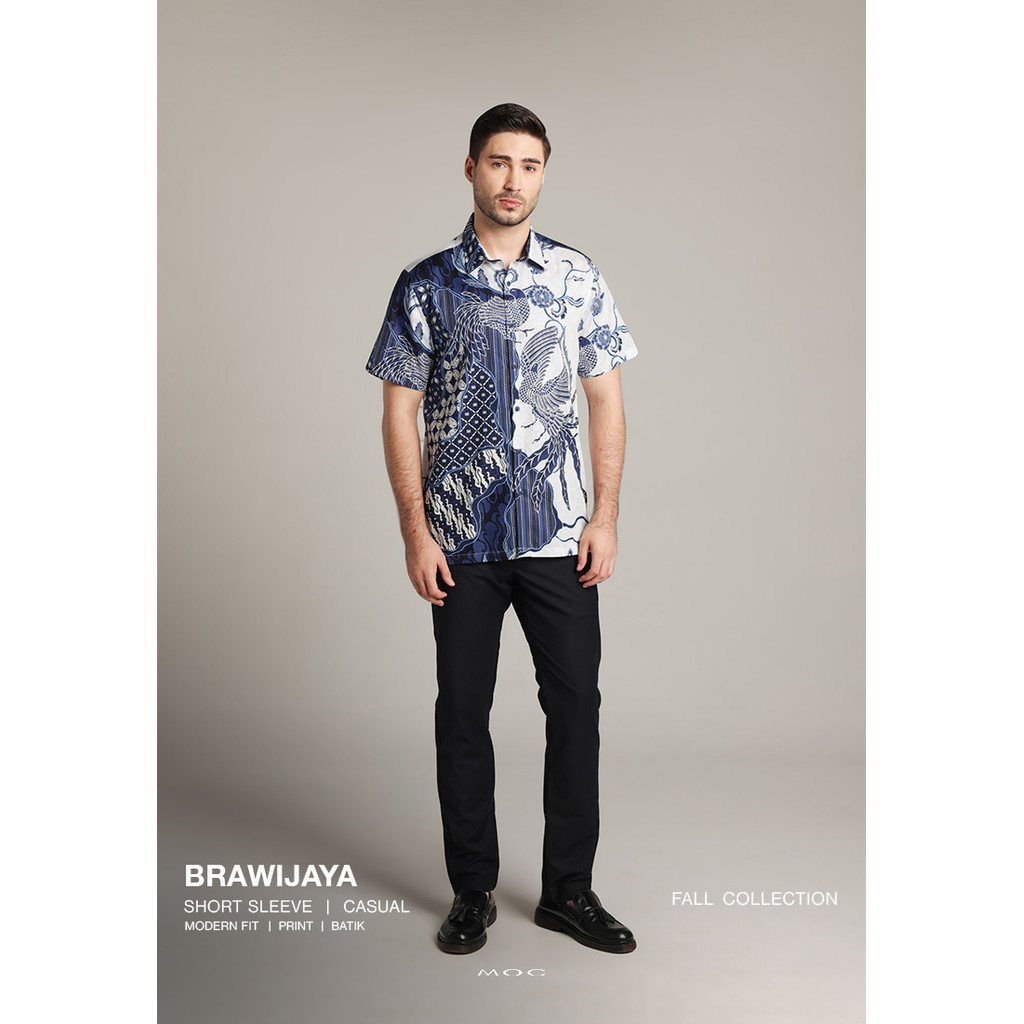 MOC - Kemeja Batik Pria Lengan Pendek Brawijaya - Blue