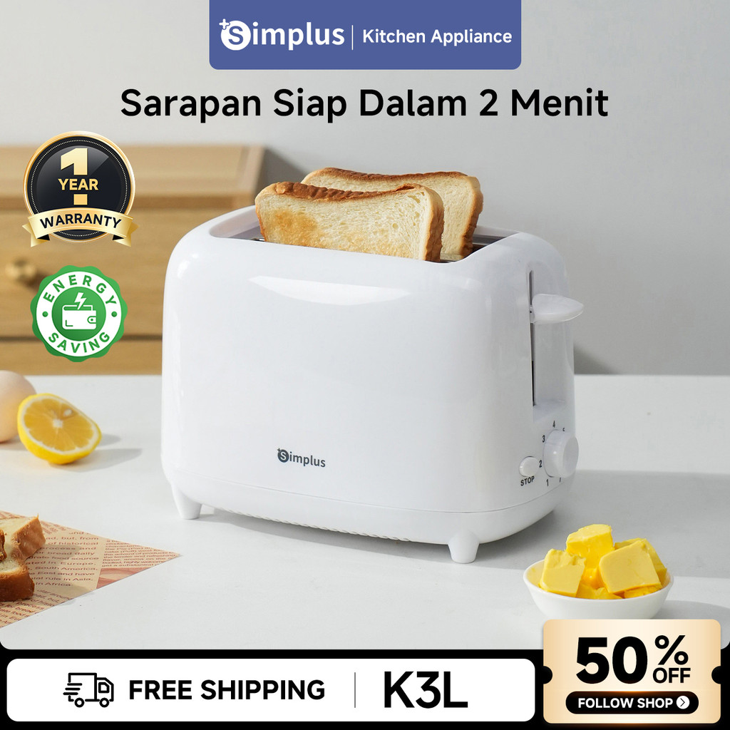 Simplus Toaster Pemanggang Roti 2 Slot bakar listrik Multifungsi Toaster Mini Otomatis