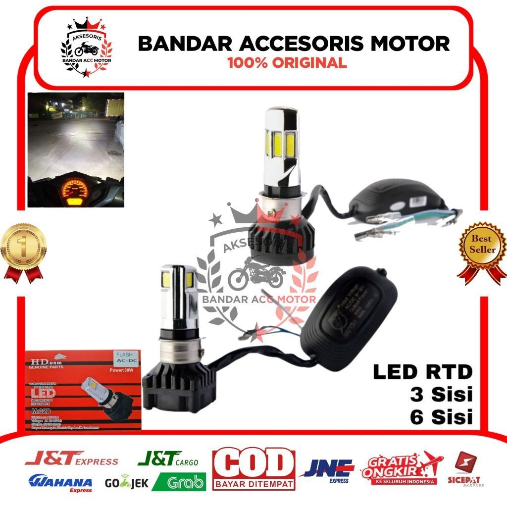 PROMO Lampu DEPAN LED Depan 6 sisi 3 Sisi HD 35 Watt Kipas H4 dan H6 AC DC Motor Mobil Origina unive