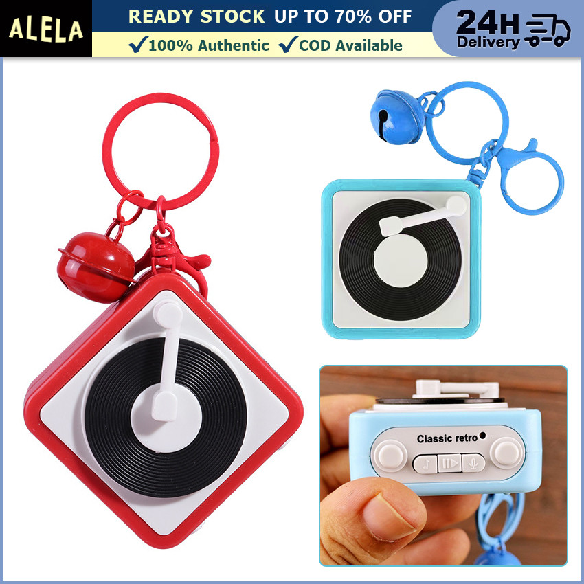 Gantungan Kunci Liontin Rekaman Kotak Musik Mini Retro Gramophone Keychain Hadiah Ulang Tahun