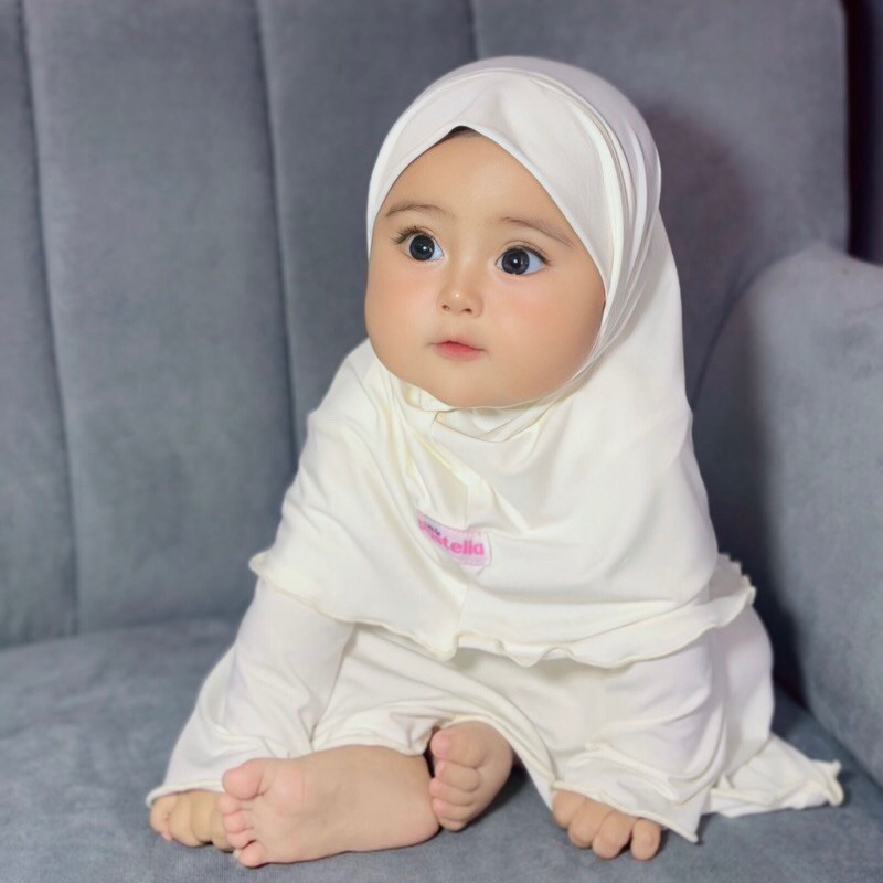 FERTUSHOP  Little Pastella - Gamis Bayi Polos Setelan Hijab | Gamis Newborn | Gamis Bayi Usia 0-12 B