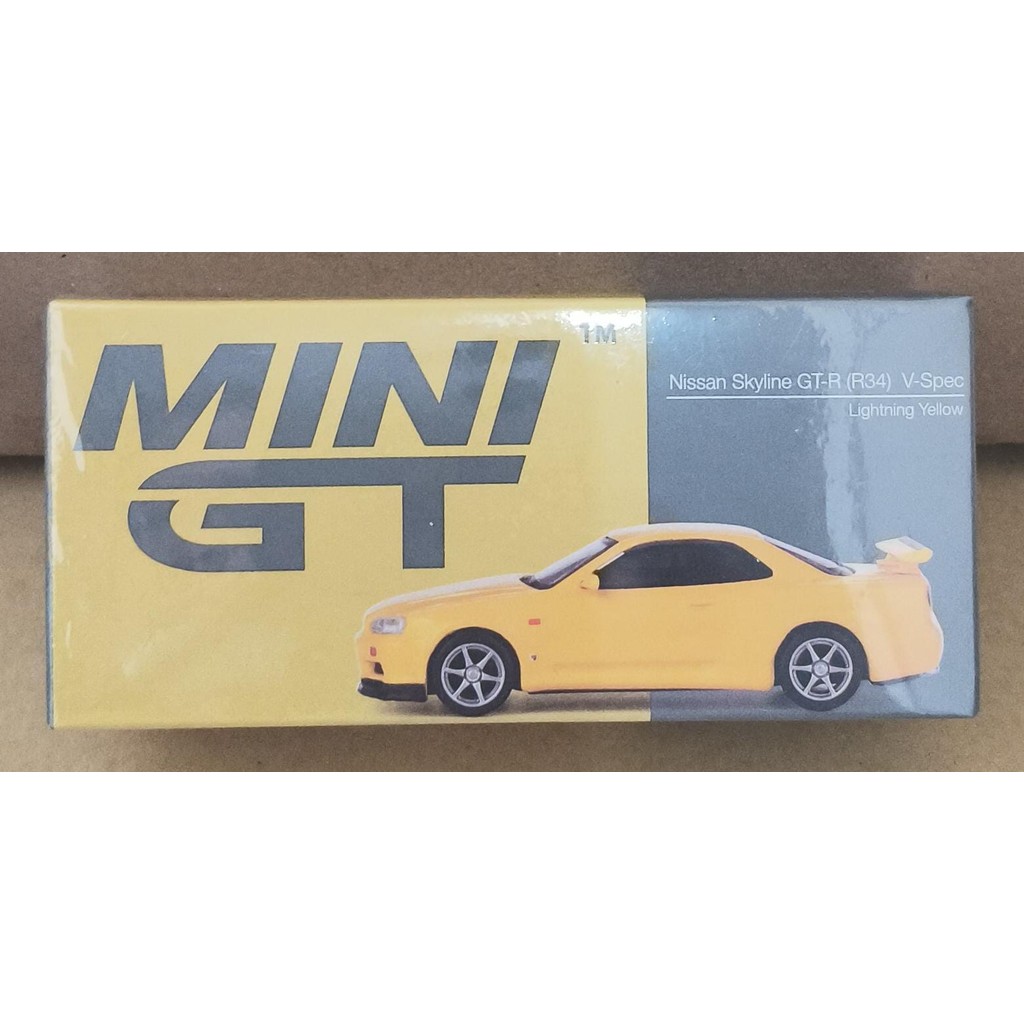 MINIGT NISSAN SKYLINE GTR R34 V-SPEC KUNING SEAL ORIGINAL
