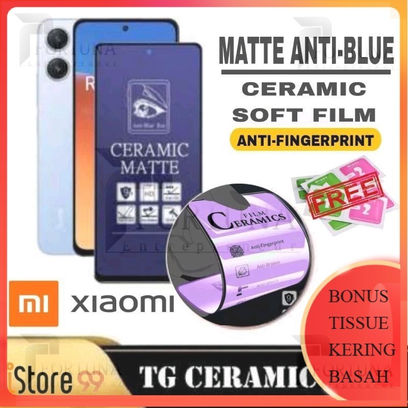 TG Ceramic Blue Redmi Note 9/Note 9T 5G/Redmi 10x 4G -Anti Gores  Anti Blue Ray