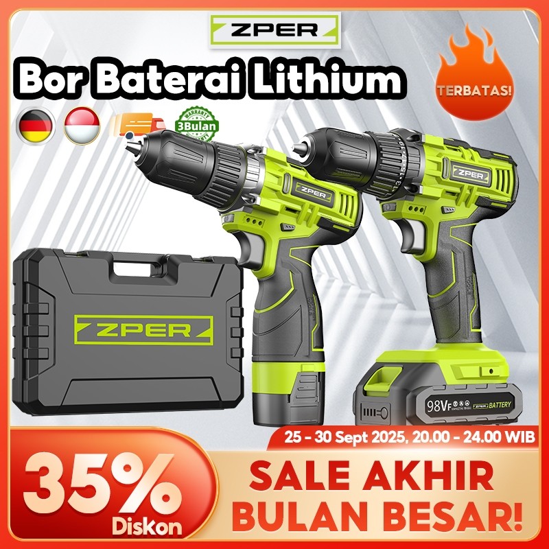 ZPER Bor Baterai Mesin Bor Cordless Listrik Cas Tangan Bor Tanpa Kabel Bor Lithium ZP011 COD