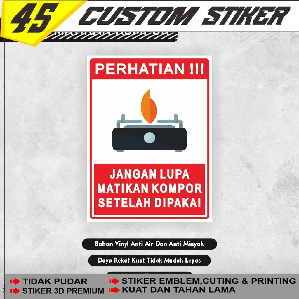 Sticker Matikan Kompor / Stiker Jangan Lupa Matikan Kompor / Stiker Kompor / Stiker Dapur