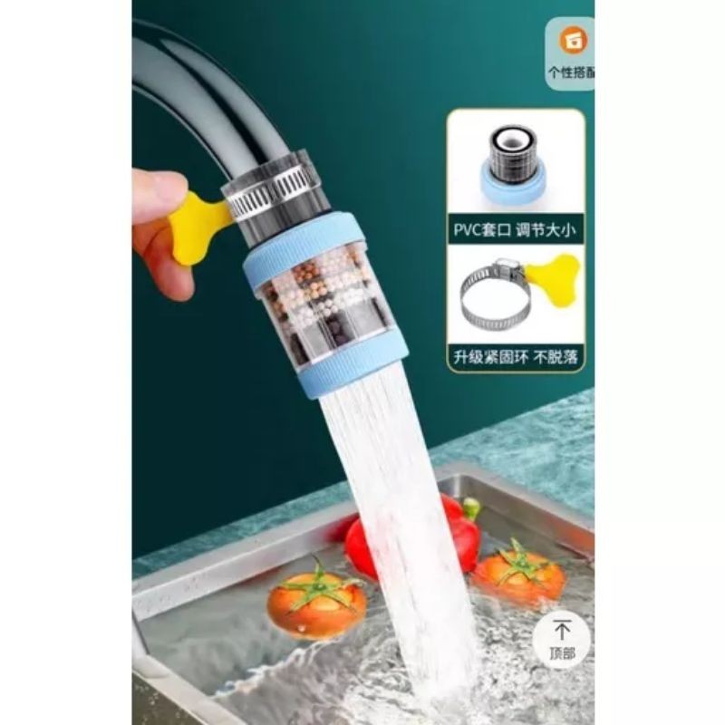 Saringan Air Kran Filter Baru Sambungan Keran Wastafel Dengan 4 Lapis Penyaring Water Filter Carbon/