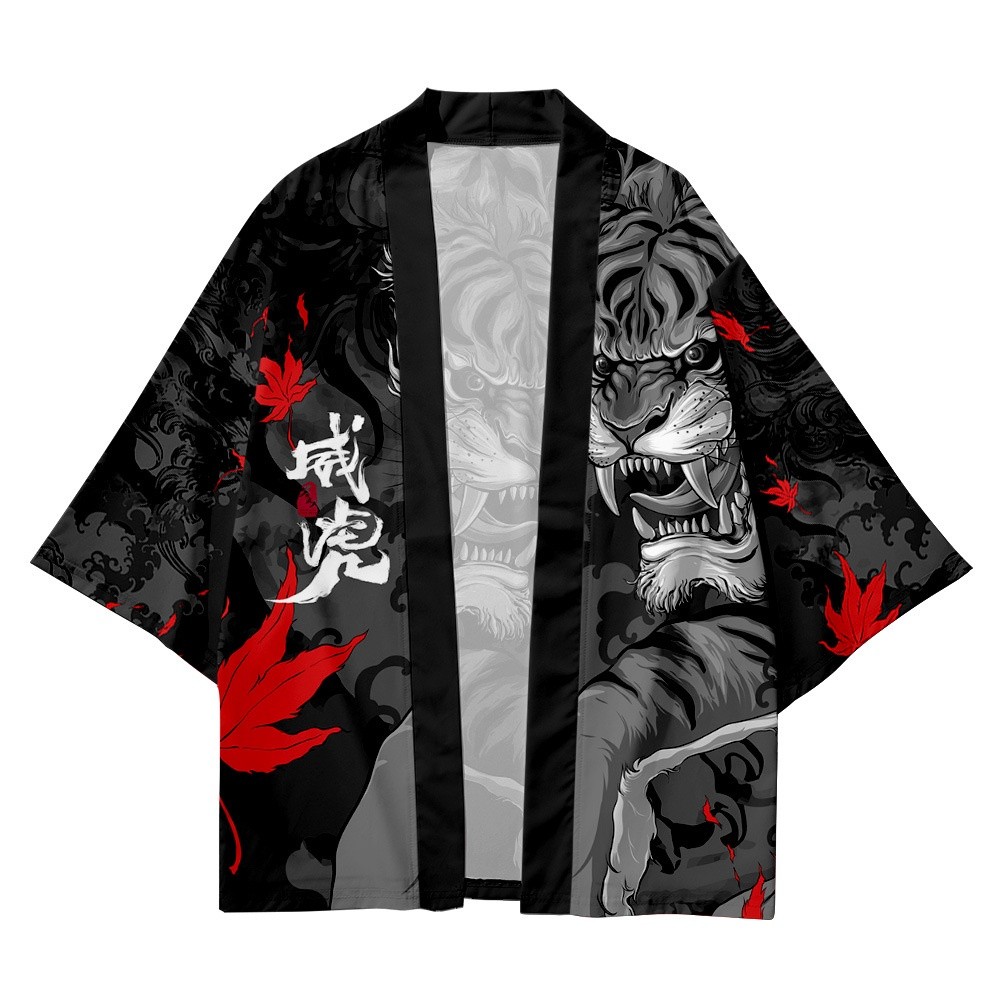 Haori Kimono Cardigan Unisex Japanese Fashion Style Harajuku Tiger Beast Tora Premium Summer Outer