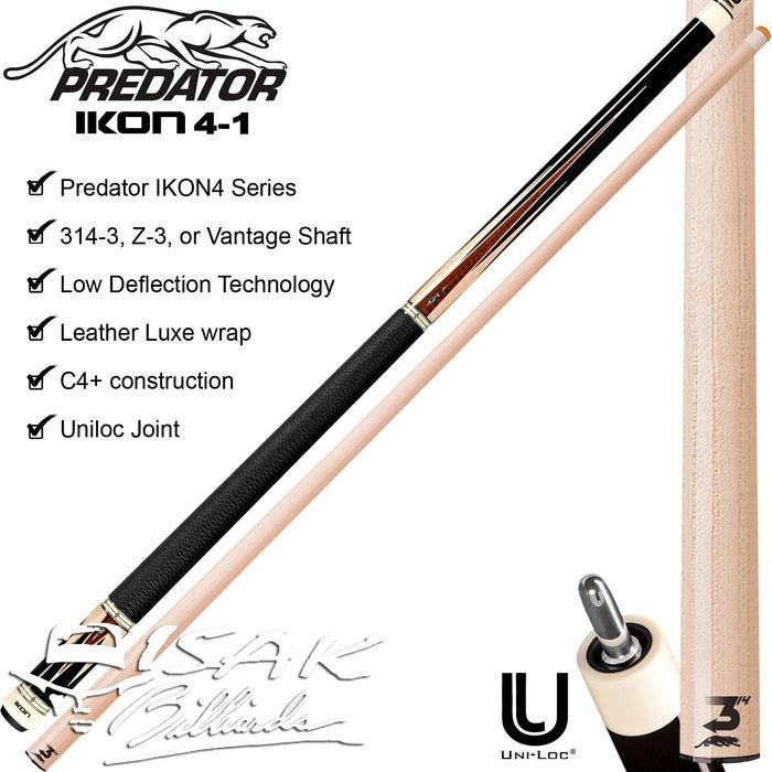 Predator IKON4-1 Uniloc low Deflection Billiard Cue Stick Stik Biliar - With 314-3