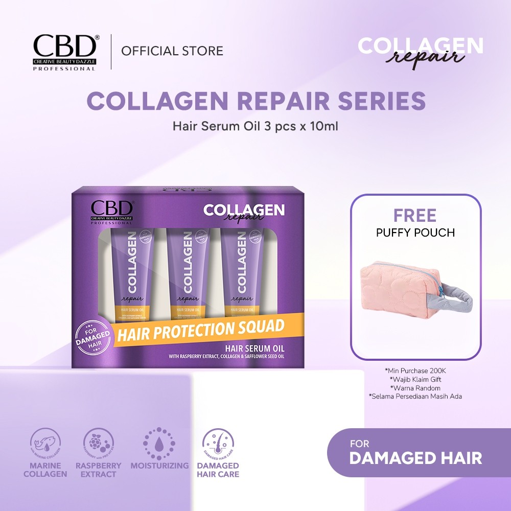 CBD Collagen [UNGU] Repair Hair Serum Oil 3x10ml PAKET ISI 3PCS