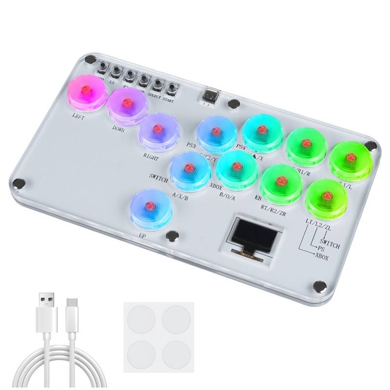 Hitbox Fighting Stick Controller  Colorful RGB Light Fighting Game Arcade Game Keyboard For PC PS3 P
