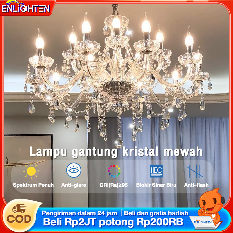 VOLTHOUSE 【Garansi 10 Tahun】Lampu Gantung Kristal Lampu Hias Gantung Bohlam Termasuk Bohlam Lampu Ga