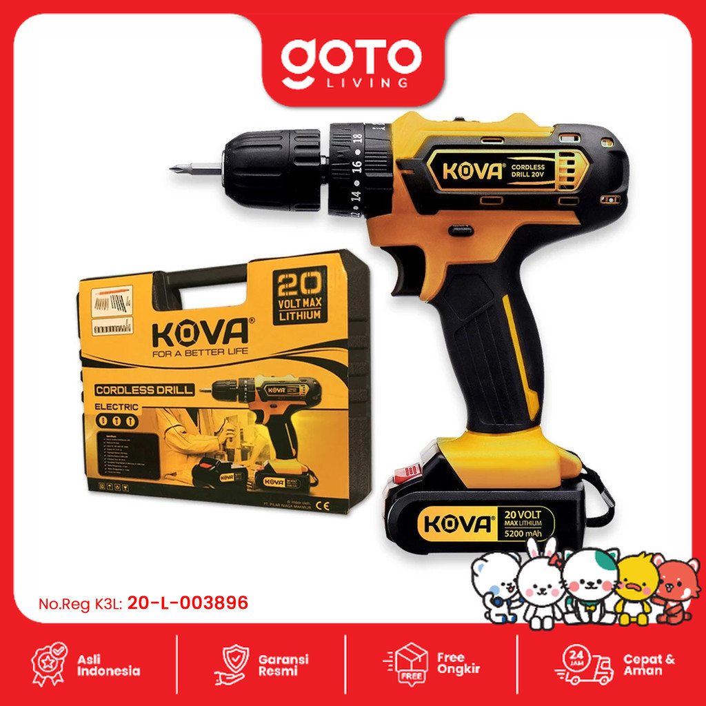 Kova 20V Cordless Drill Bor Listrik Tembok