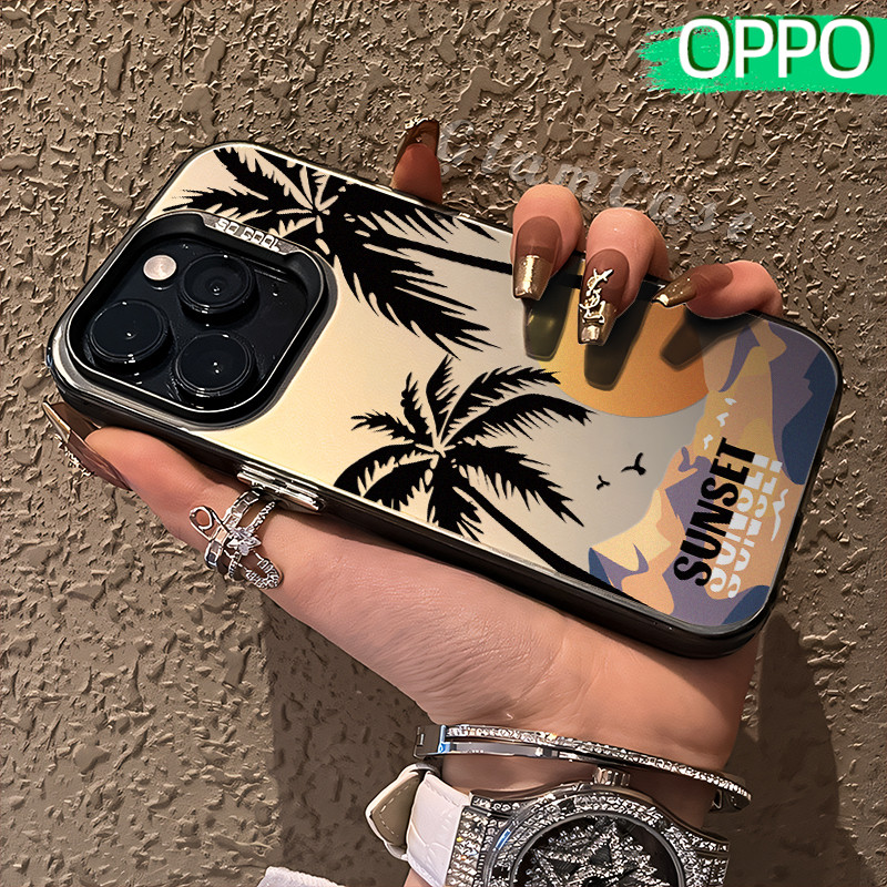 Estetik tree Glossy Hologram PC Case OPPO A18 A57 A16 A15 A17 A60 A3x A3s A5s A54 A53 A12 A31 A58 A1