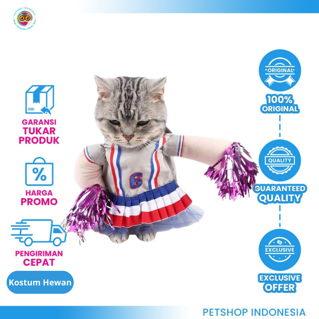 Kostum Cheerleader untuk Kucing - Baju Kucing