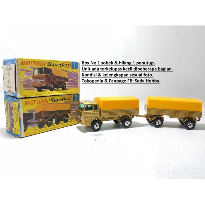 DCT... Vintage Matchbox Lesney Superfast 1 & 2 Mercedes Benz  Full Trailer Truck Truk Gandeng Englan