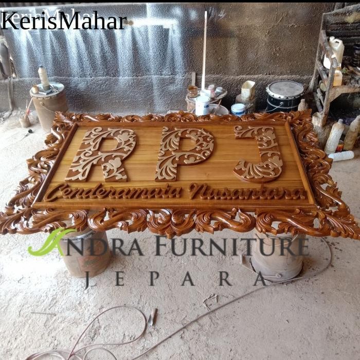 papan nama perusahaan kayu kayu keras, papan nama toko, papan nama kayu keras ukir KH7