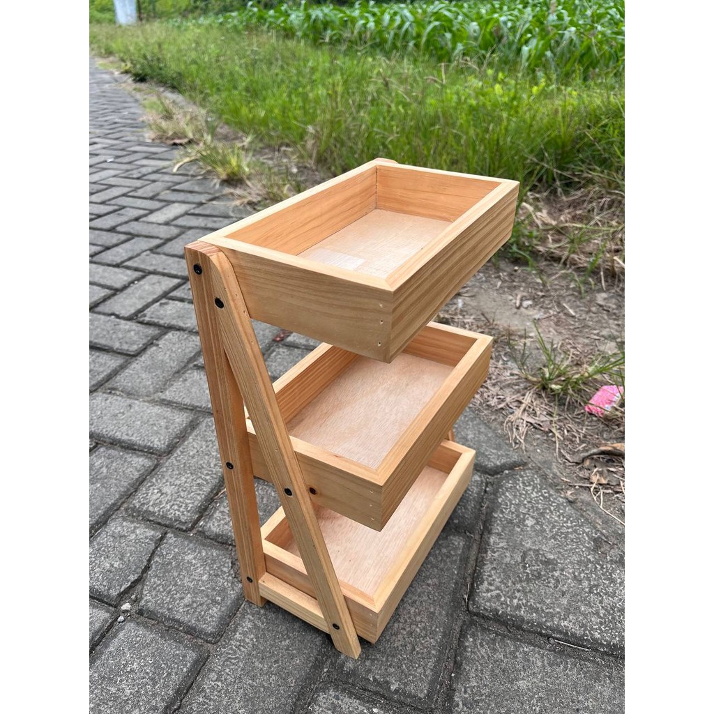 Rak Bawang Kayu 3 Susun / Rak Bumbu Serbaguna