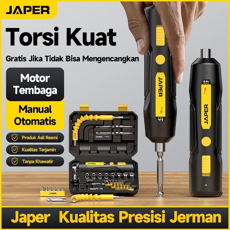 TEAMOR JAPER Obeng Elektrik Mesin Bor Cordless Mini dengan Baterai Bor Mini Screwdriver Baterai Mesi