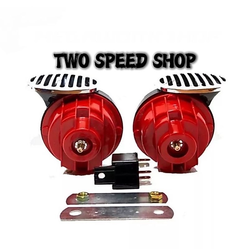 (promo) Klakson Keong Double (2pcs) free relay waterproof universal motor dan mobil 12 volt