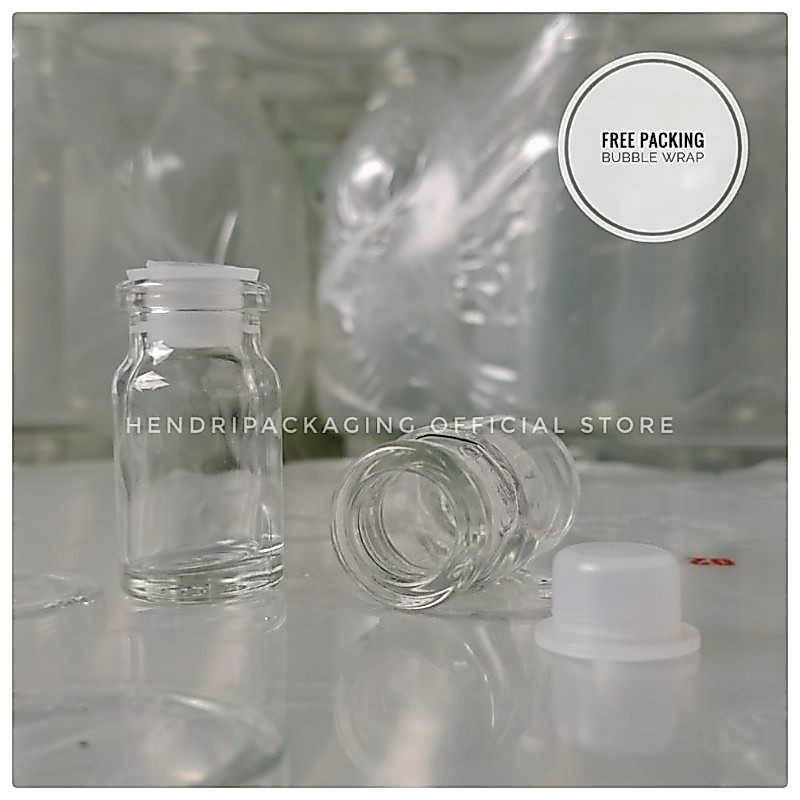 Botol Kaca Vial 5ml Tutup Sumbat Plastik - Botol Kaca Tebal