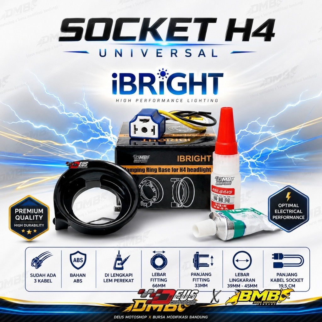 IBRIGHT - Fitting Lampu Socket H4
