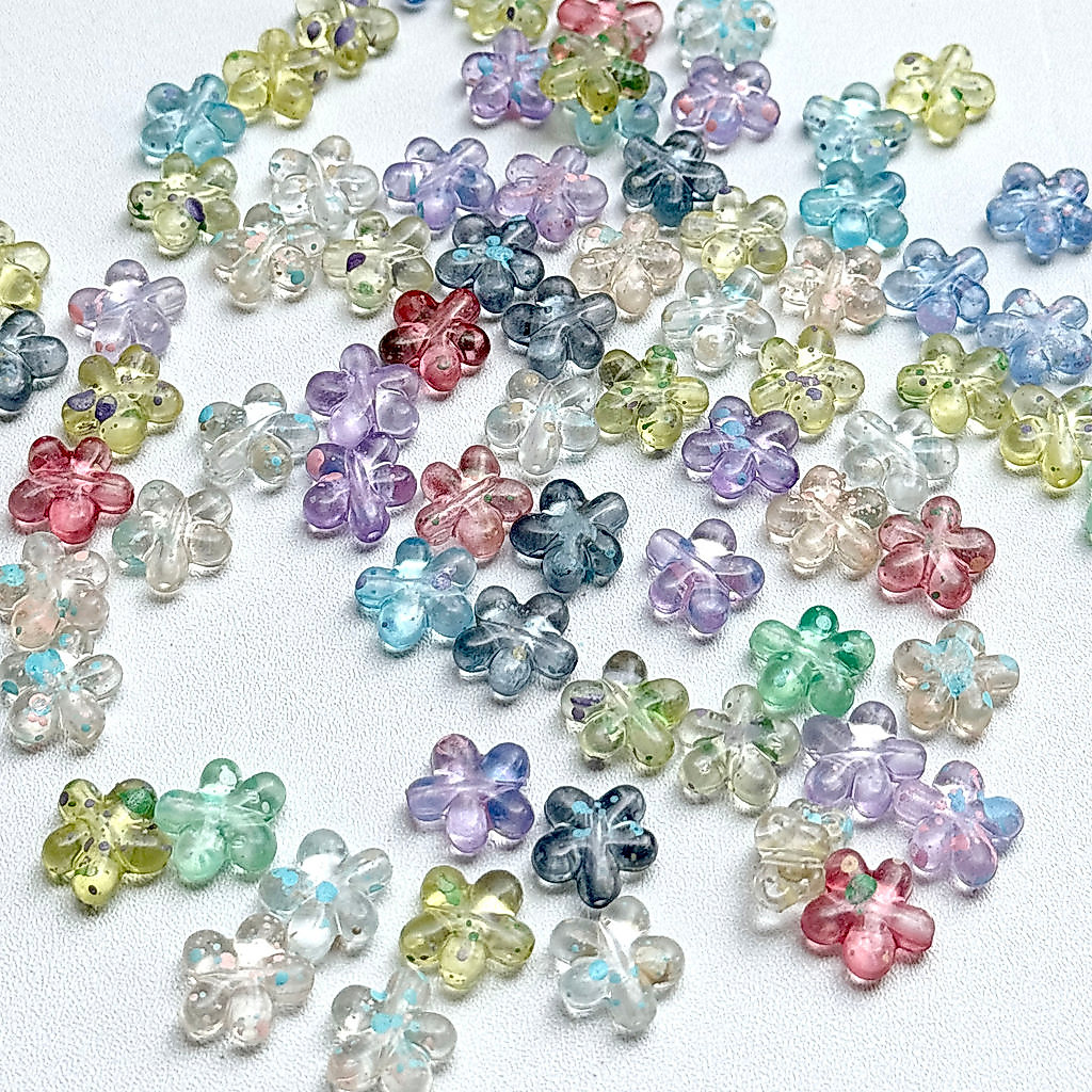 Biizu Beads 10 gr Manik-manik Akrilik Clear Colorful Dots - BUNGA PLUM BLOSSOM