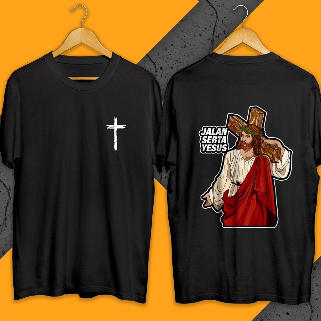 Kaos Rohani Jalan Serta Yesus - Kaos Yesus Murah Semi Katun 24s