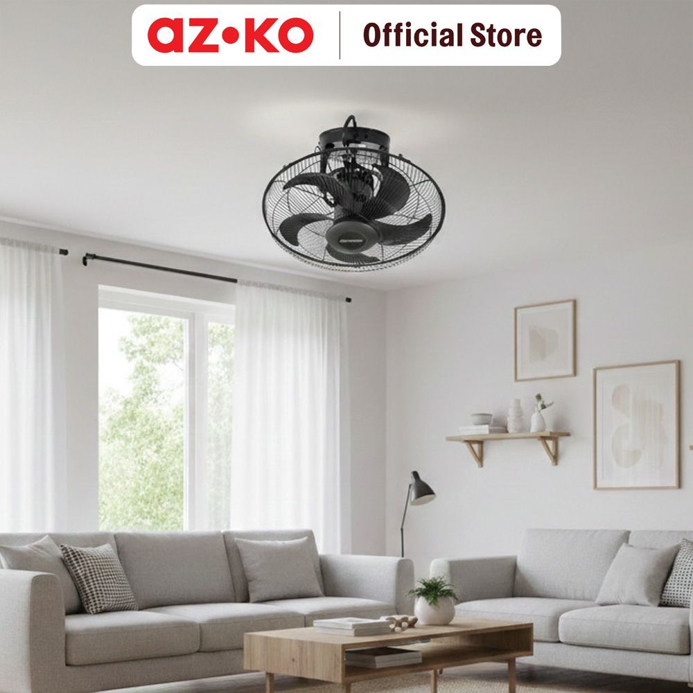 AZKO Krisbow Kipas Angin Plafon Orbit 16 Inch 80 Watt - Hitam Kipas Angin Gantung Kipas Plafon Balin