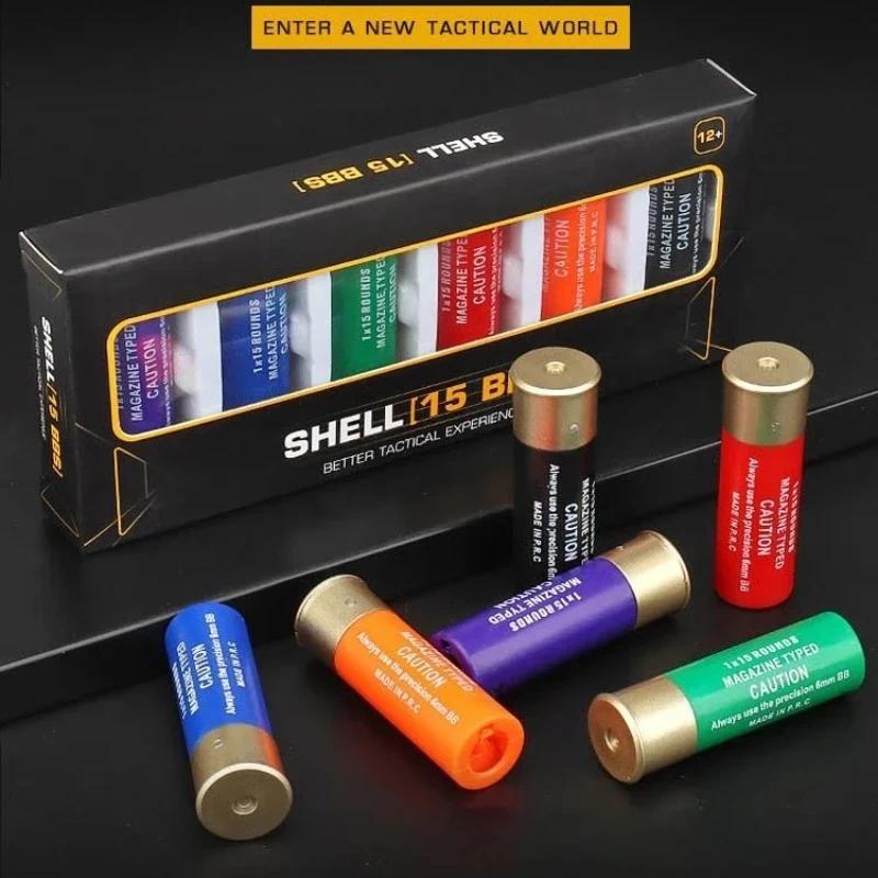 6 Pack BBs Airsoft Shotgun Shells ABS 15 Round 6mm Standard Airsoft Magazine for Multi & Single-Shot