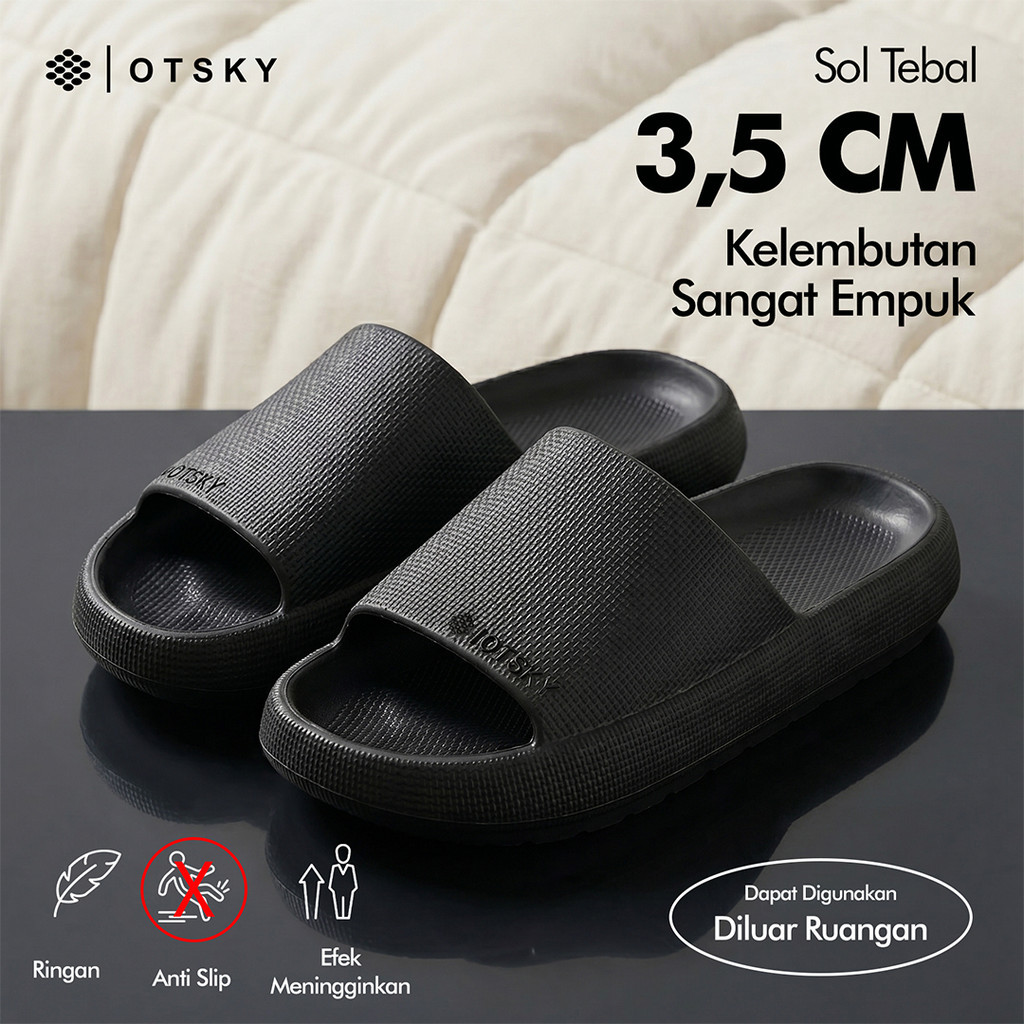 Otsky Sandal Selop Pria Karet Kasual Harian Empuk Sandal Anti Selip