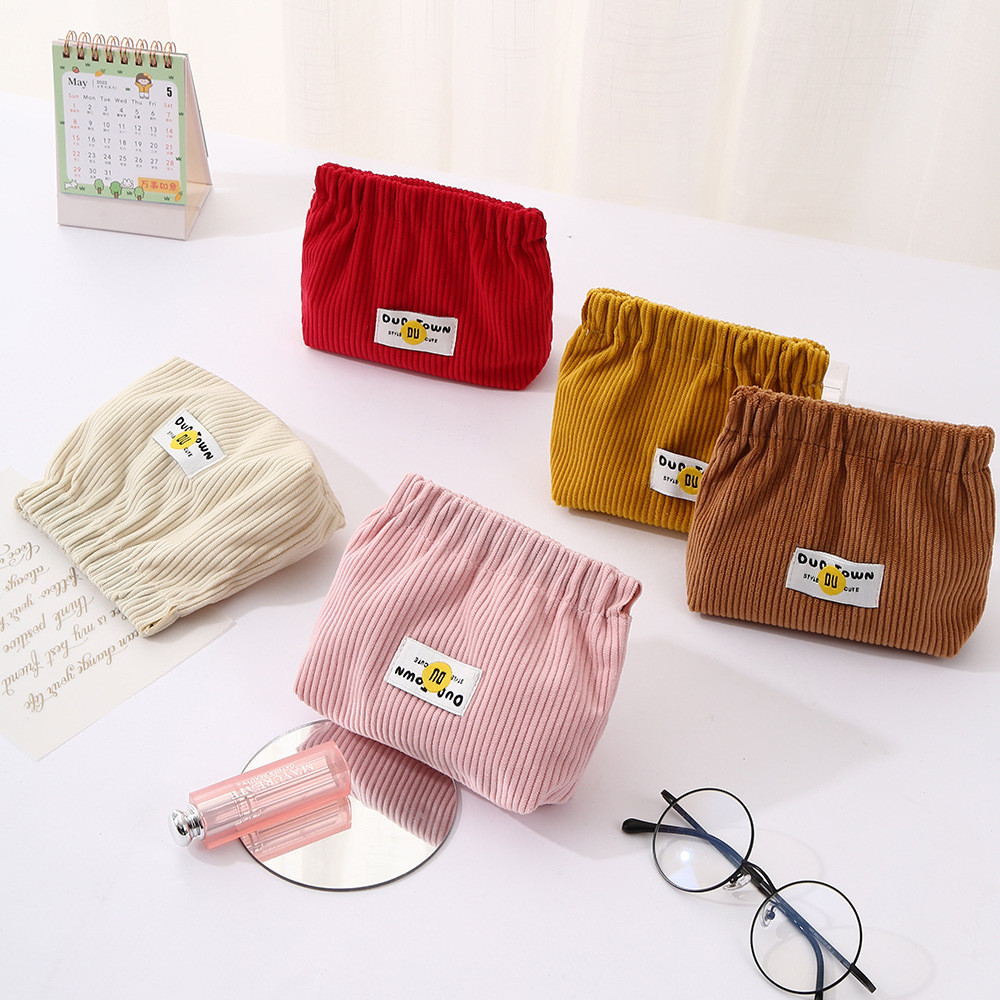 T6844 Pouch Dompet Solid Bahan Corduroy / Lipstick Koin Magnet Serbaguna / Pouch Travel Multifungsi 