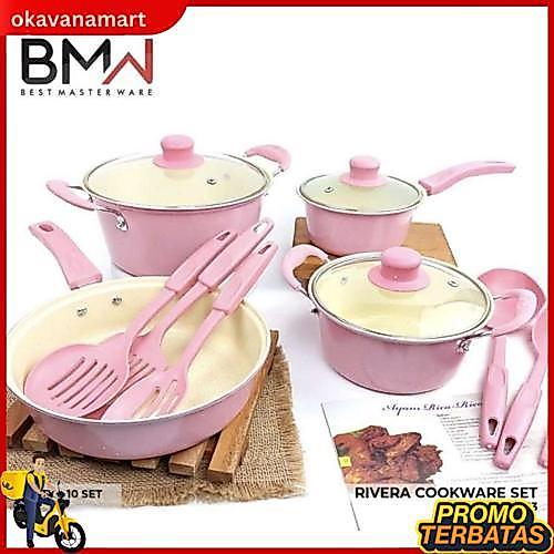 Panci Set 13 Pcs Marble Teflon Cookware Set Rivera Bmw  Warna Panci Set Spatula Serbaguna Kualitas P