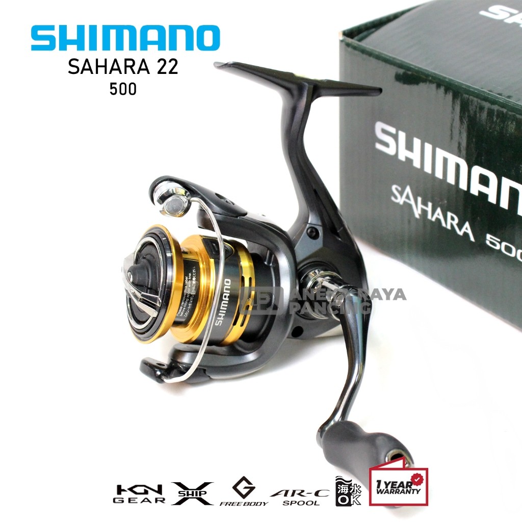 Reel Shimano SAHARA [2022] Power Handle 500 UL 1000 2500 3000 4000 5000 Freshwater Saltwater Resmi