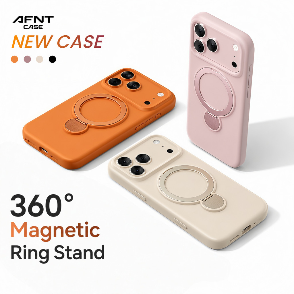 Premium Magnetic Phone Case for iPhone 17 17pro 17promax Magnetic Ring Stand 360 Bisa Lipat Anti Jat