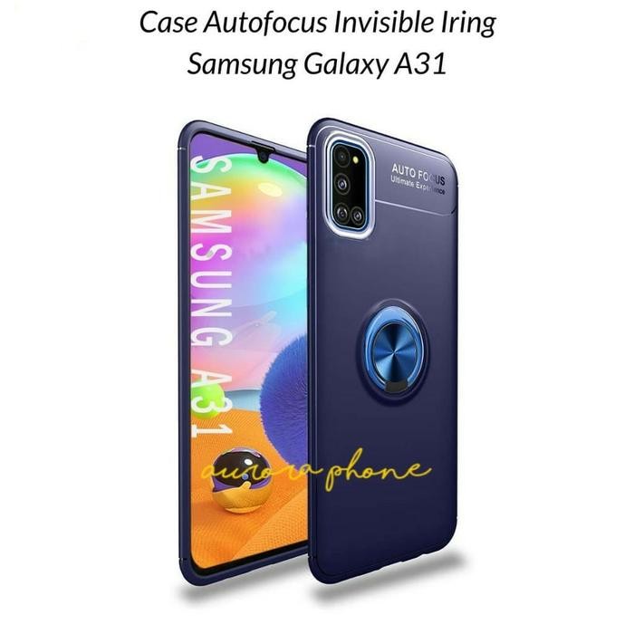 Soft Case Samsung Galaxy A31 Autofocus Invisible Ring Stand Casing A31 - Biru