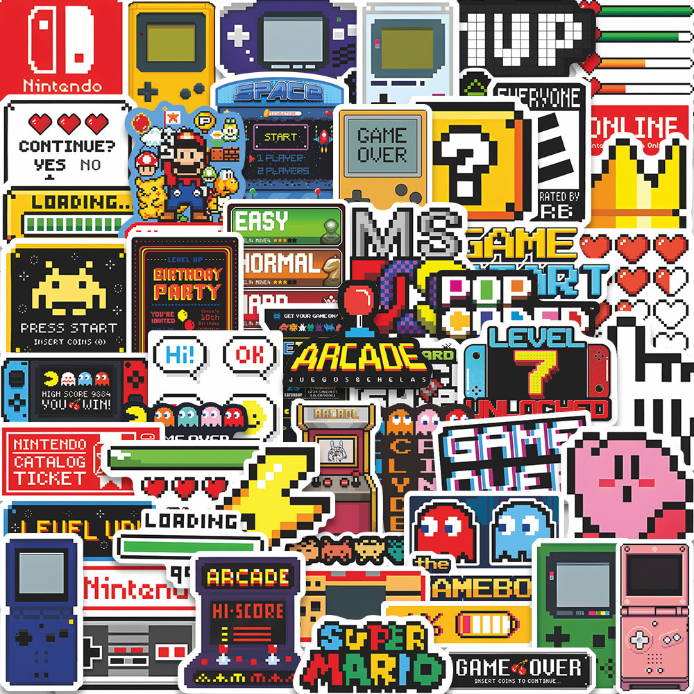 

50PCS Classic Gaming Console Cartoon Stickers Retro Nostalgia Decals for Skateboard Car Motorcycle Helmet Graffiti Sticker Toys