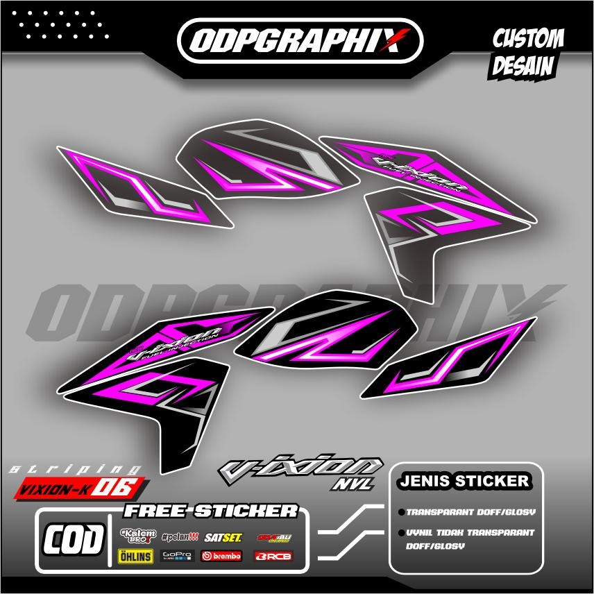 Striping Sticker Transparan Vixion NVL Terbaru – Bahan Premium Max Decal UV Anti Pudar NEW Motif Cos